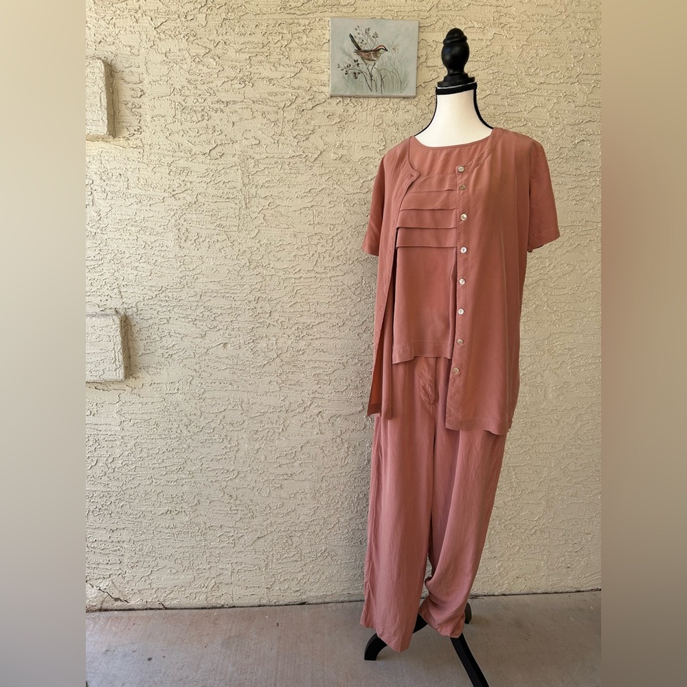 Vintage 90s  Women's mauve 3 piece silk set